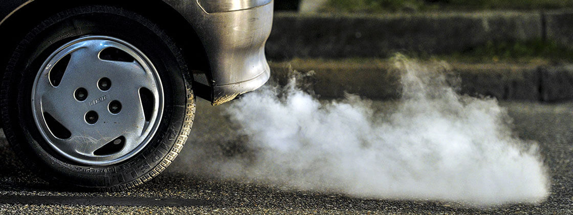 Car with smoke from exhaust