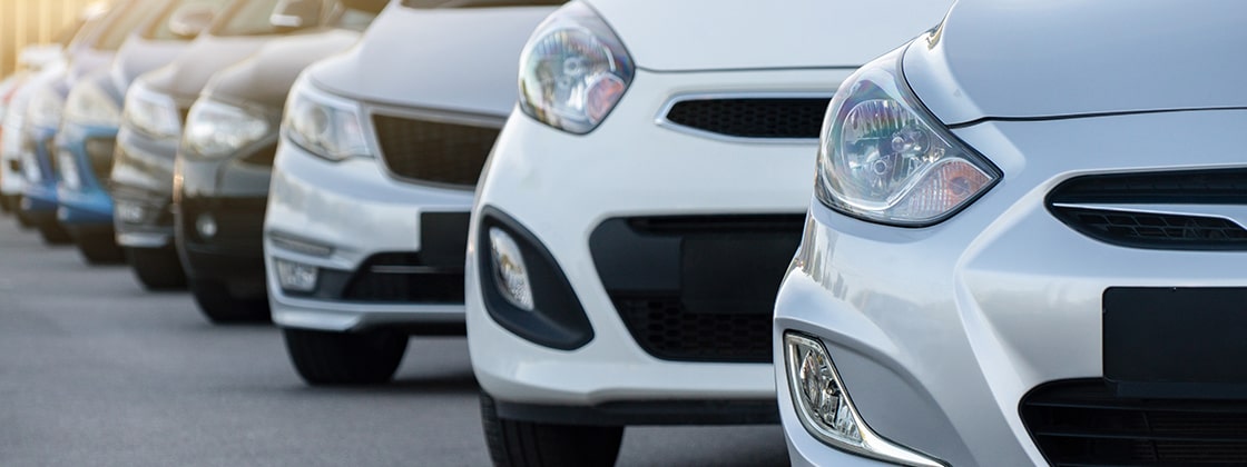 Row of cars parked