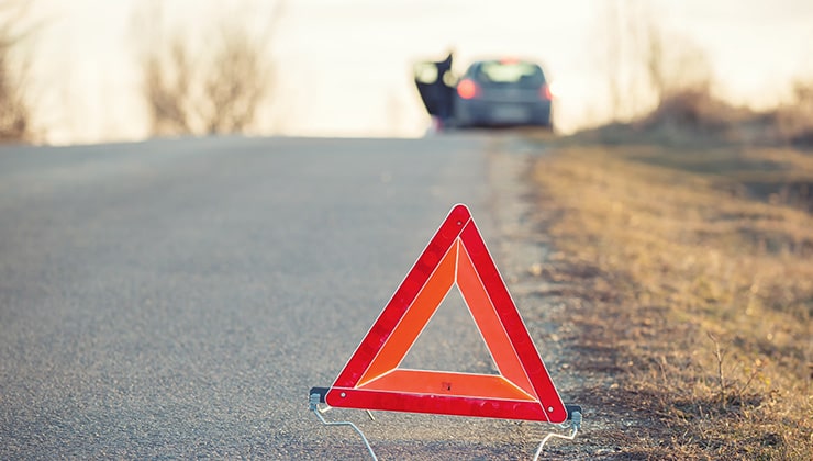 Vehicle on side of road after an accident
