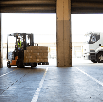 forklift in warehouse